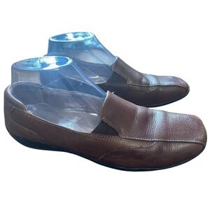 Natural Soul Brown Leather Slip On Loafers Comfort Walking Shoes Womens Size 7.5